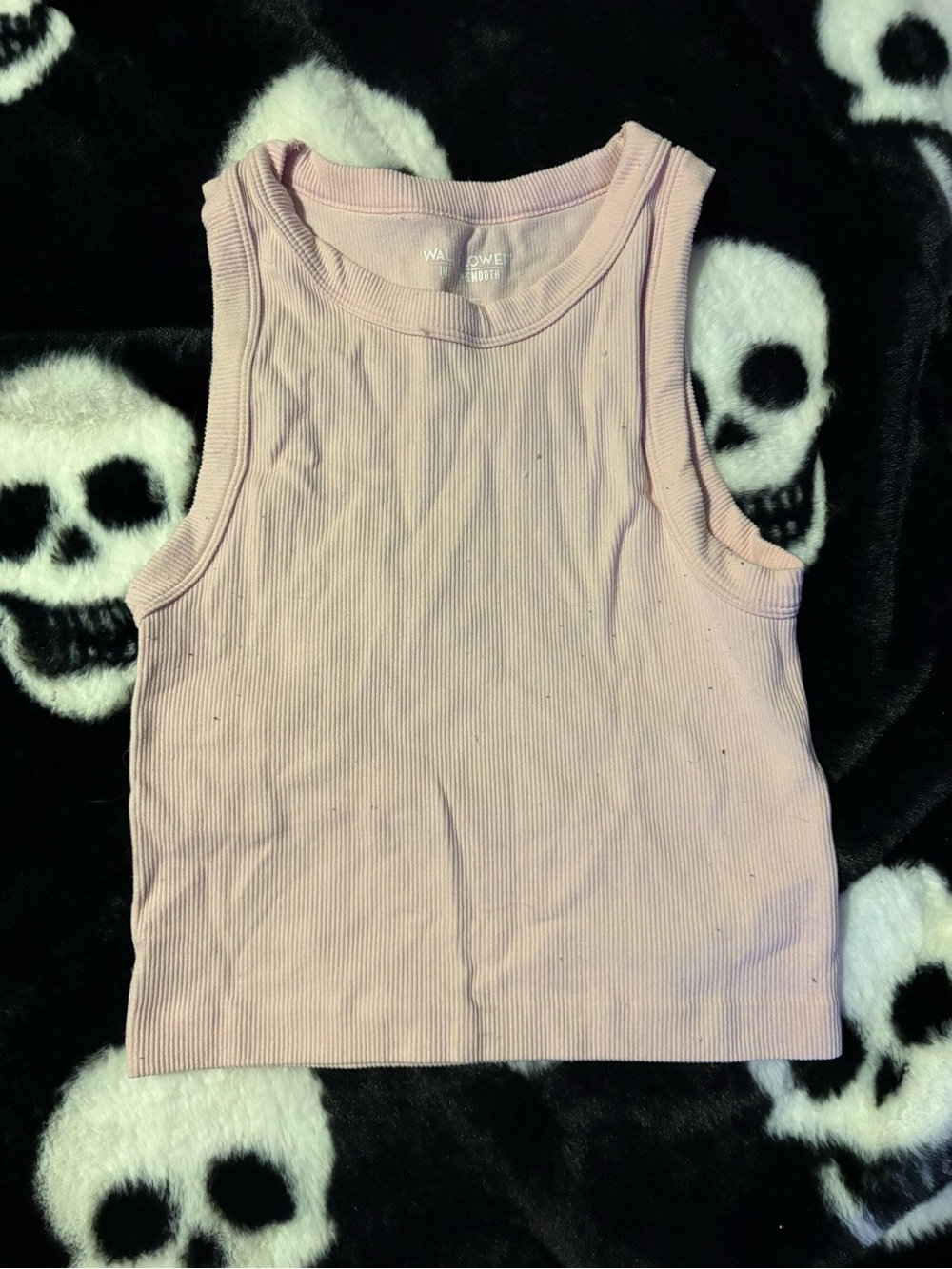 Wallflower Pastel Pink Ribbed Crop Tank - Women's Sleeveless Top